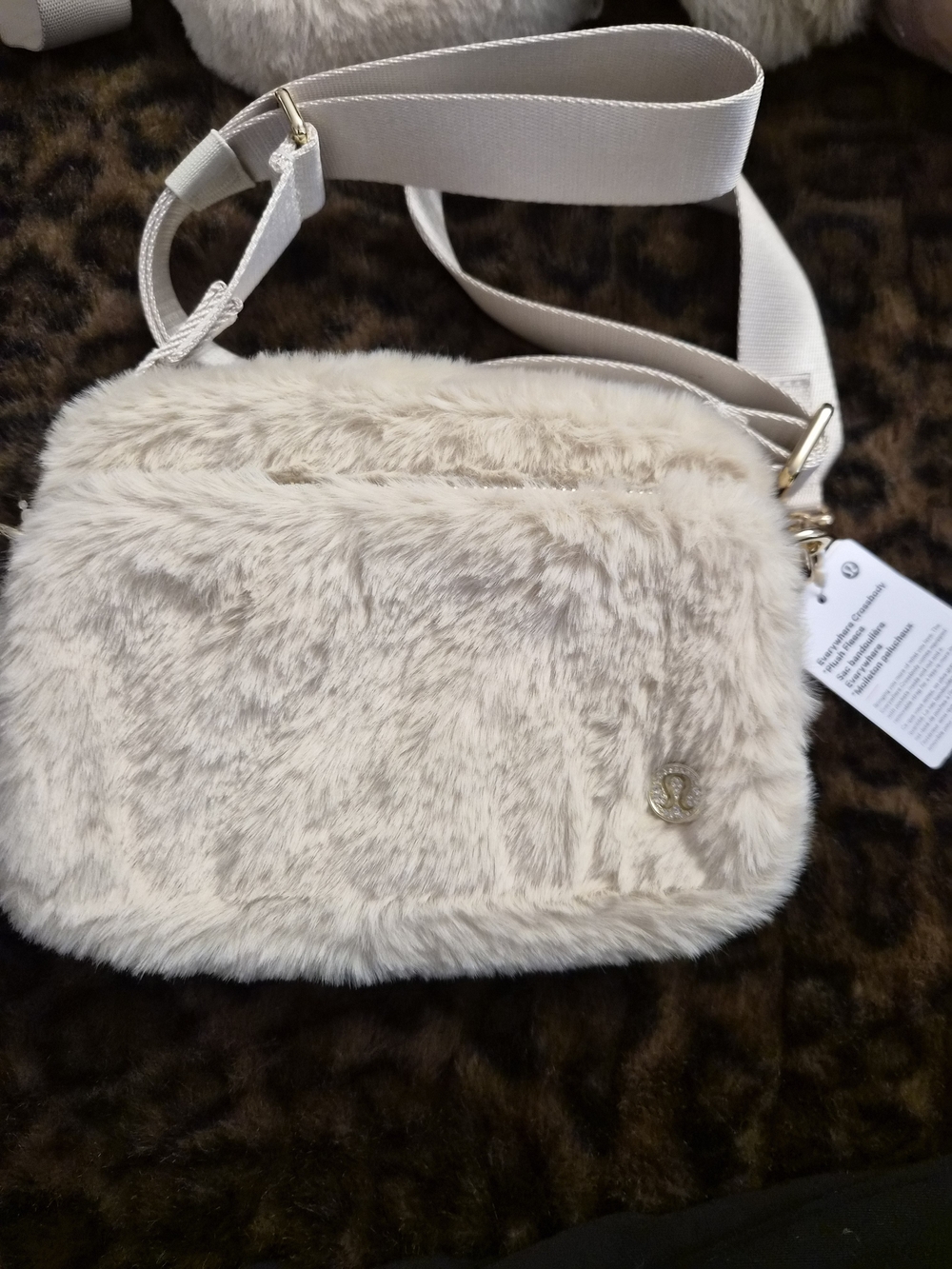 lululemon athletica Cream Faux Fur Crossbody Bag